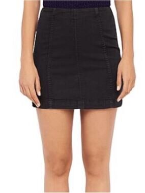Free People Black Denim Mini Skirt - Women's Classic A-Line